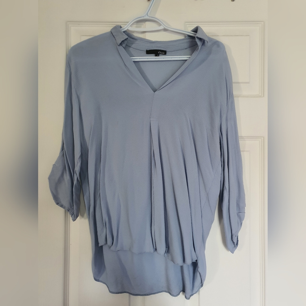 Women's Baby Blue V-Neck Top